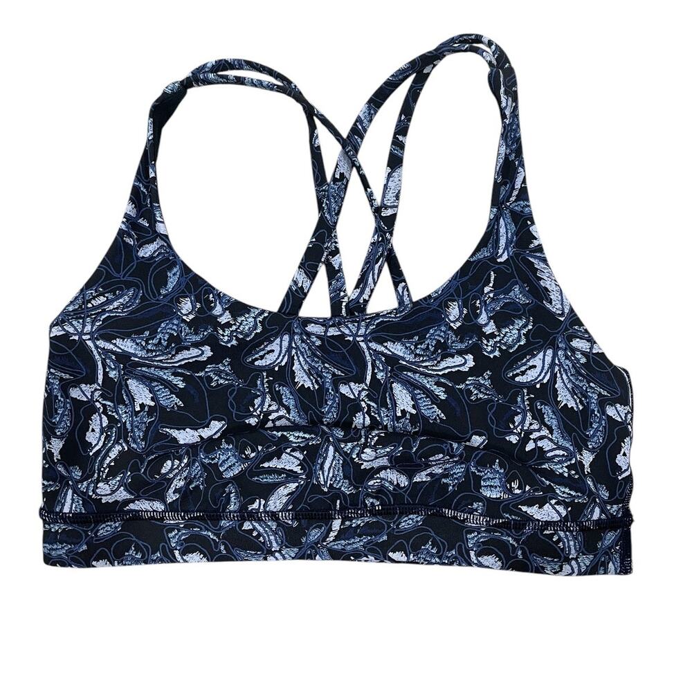 Lululemon Energy Sports Bra Dark Floral Yoga Training Pilates Eternal wave Sz 6